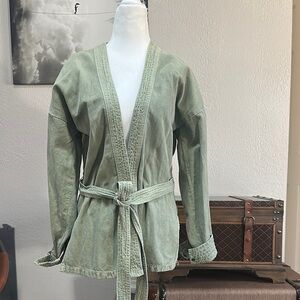 Zara Green Belted Kimono Jacket